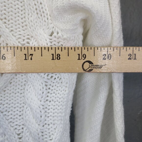 CAbi Cardigan Women Large White Cable Knit Open Shawl Collar Cotton Sweater #193 - Picture 11 of 12
